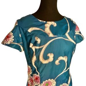 UI-MAIKAI Vintage Floral Dress Cap Sleeves Knee Length Mod 70’s 60’s Size Medium